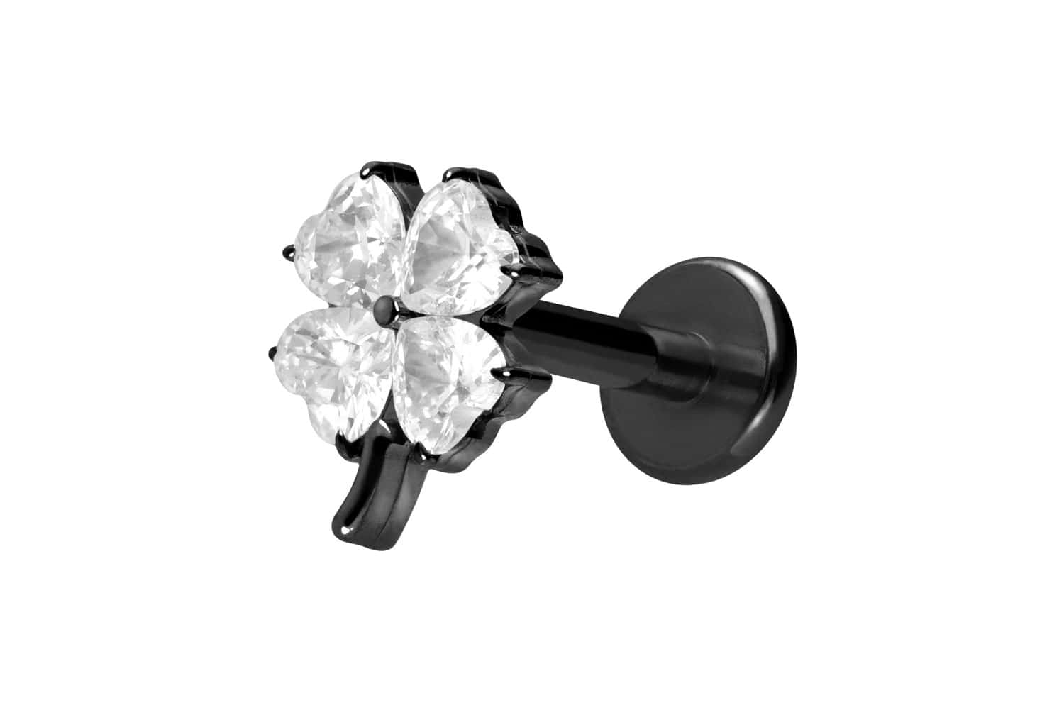 Titan Labret Piercing mit Innengewinde KRISTALLKLEEBLATT
